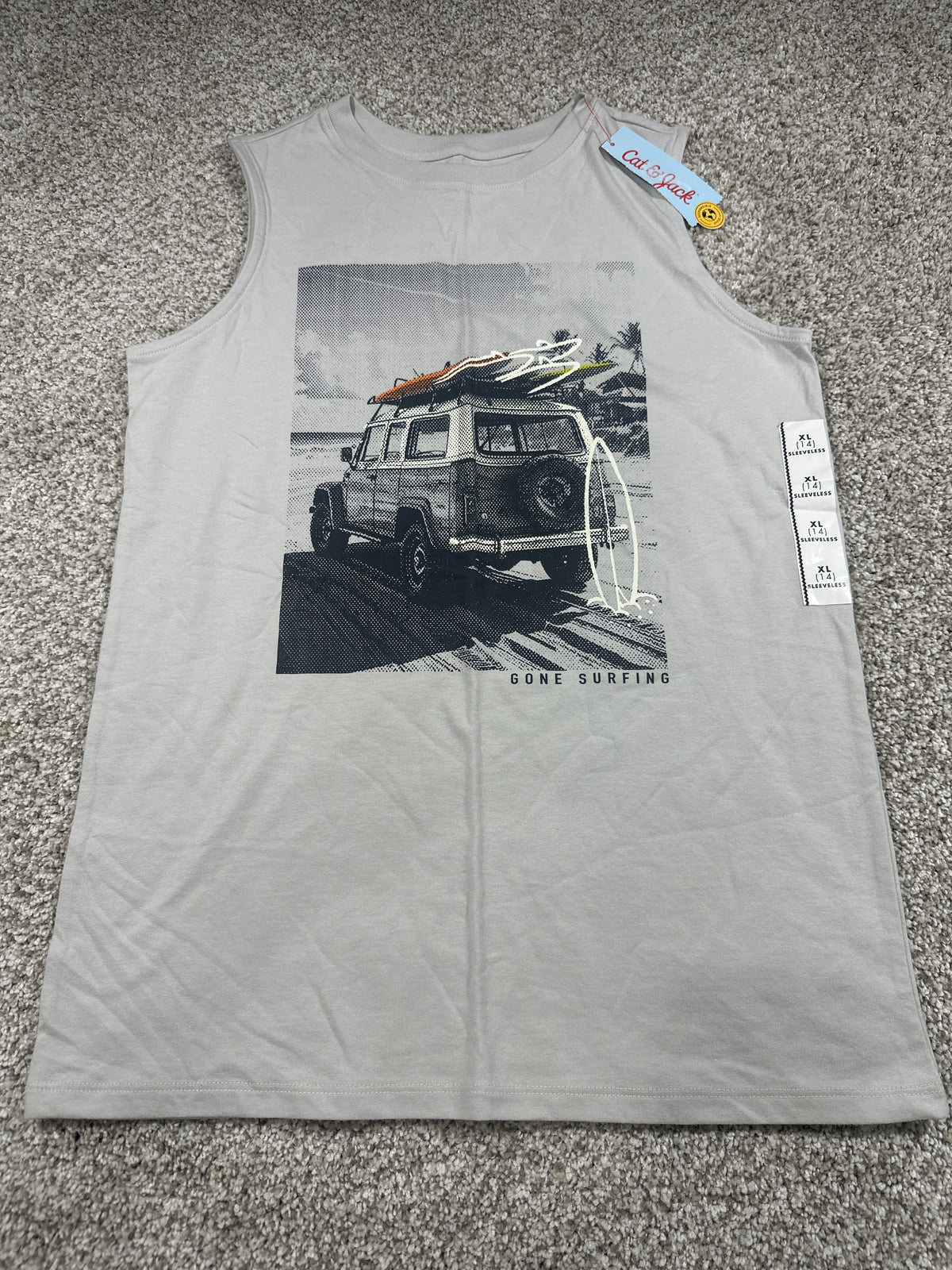 Cat & Jack Warm Gray Gone Surfing Sleeveless Tank Top Size XL 14 - Photo 1