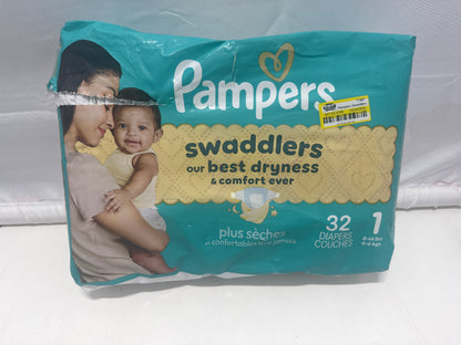 Pampers Swaddlers Diapers Size 1 (32 Count, 8–14 lbs)