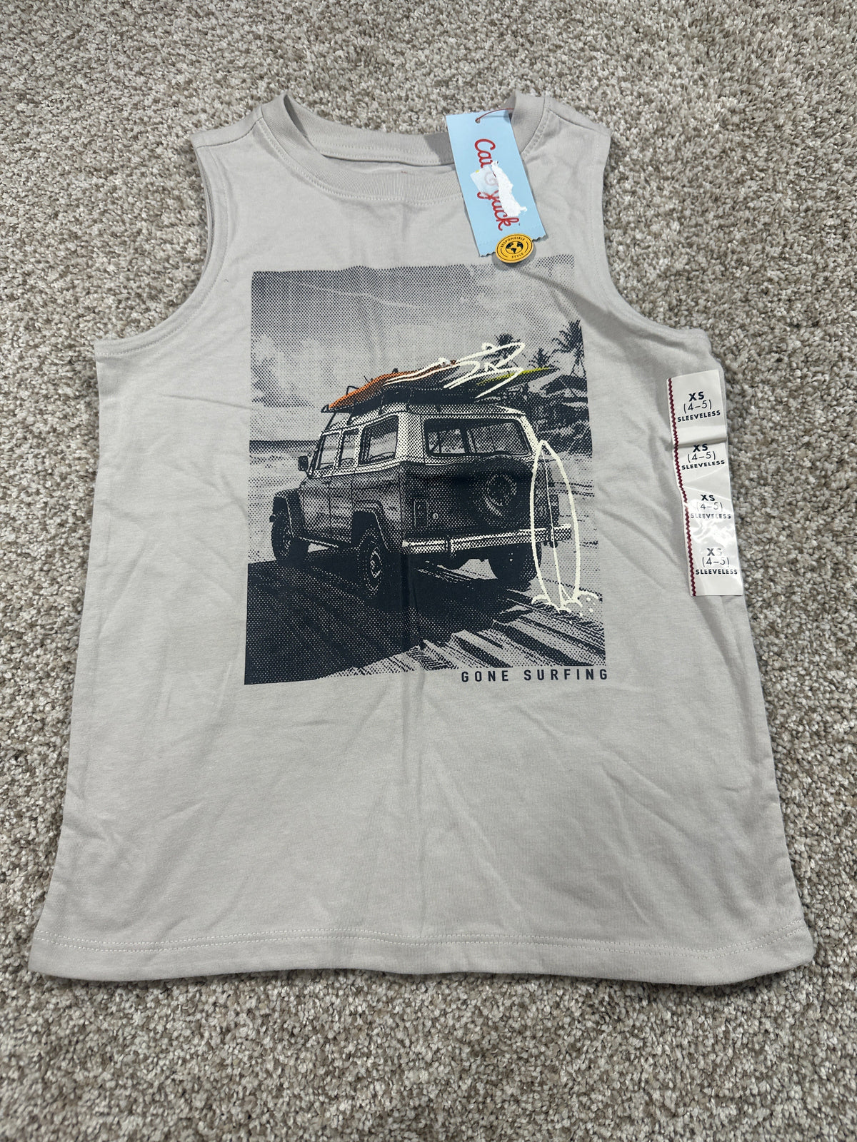 Cat & Jack Warm Gray Gone Surfing Sleeveless Tank Top Size XS 4 5 - Photo 1