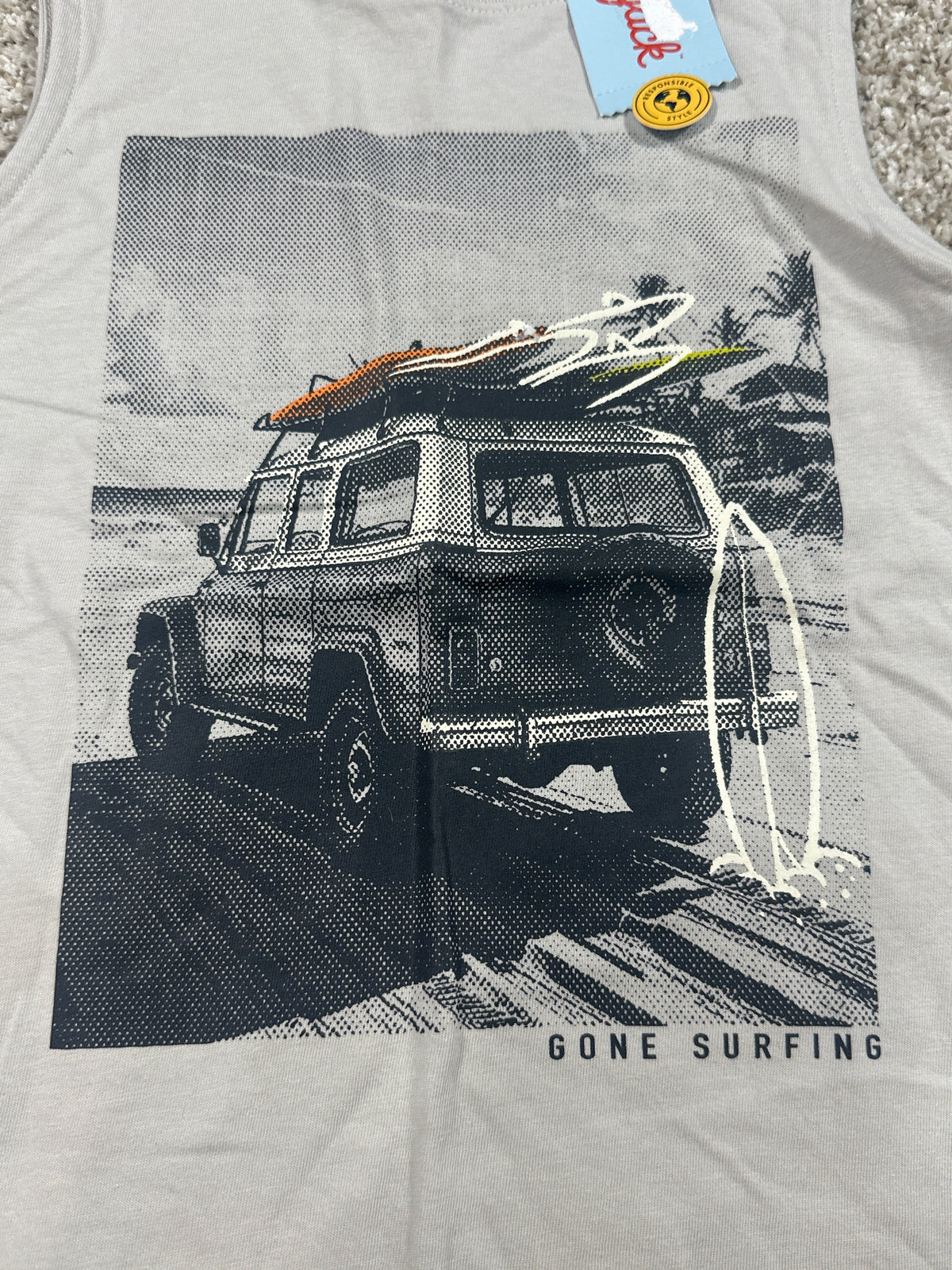 Cat & Jack Warm Gray Gone Surfing Sleeveless Tank Top Size XS 4 5 - Photo 2