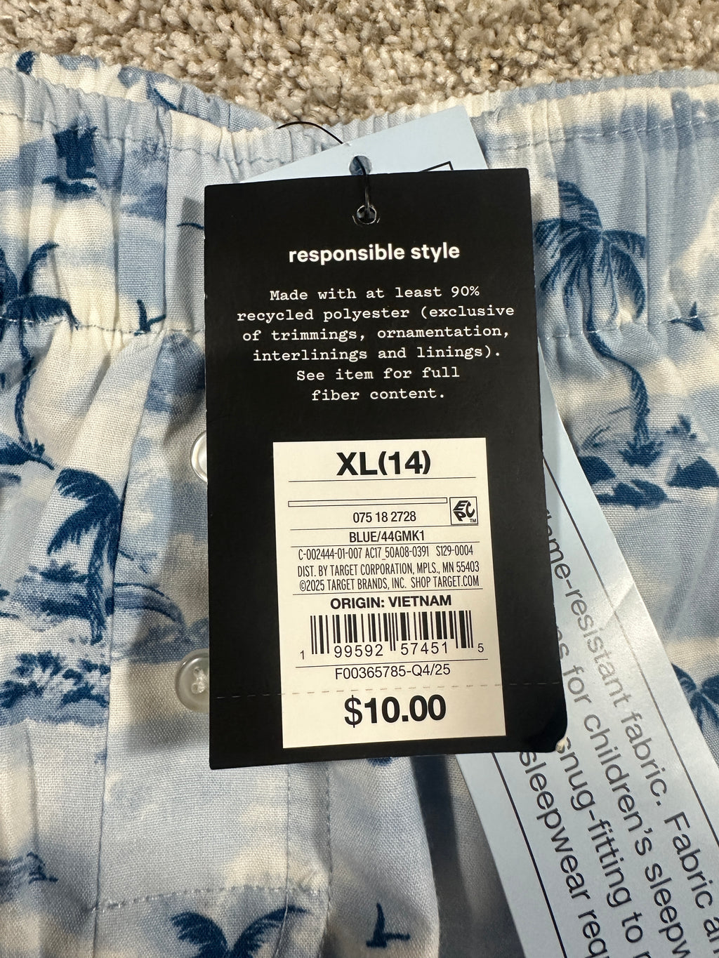 art class boys tropical sleep shorts size XL (14)