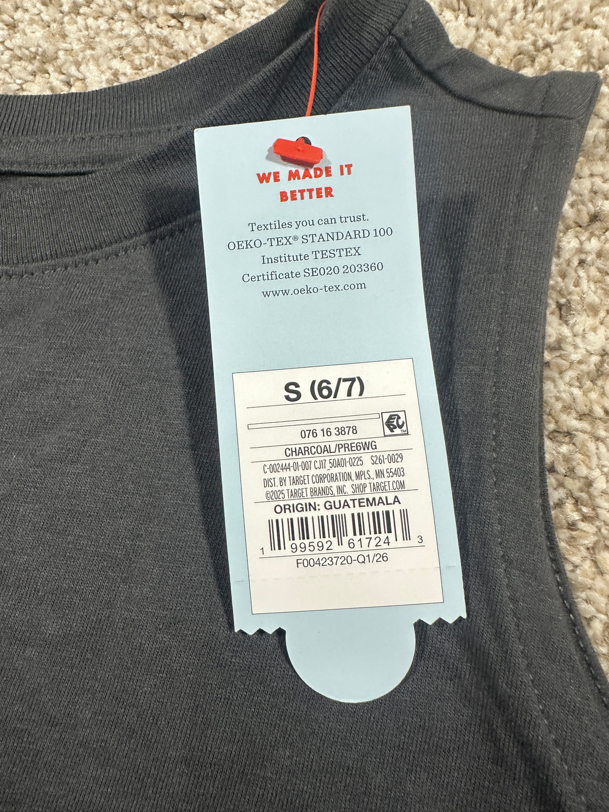 Cat & Jack charcoal sleeveless tank top size S (6/7)