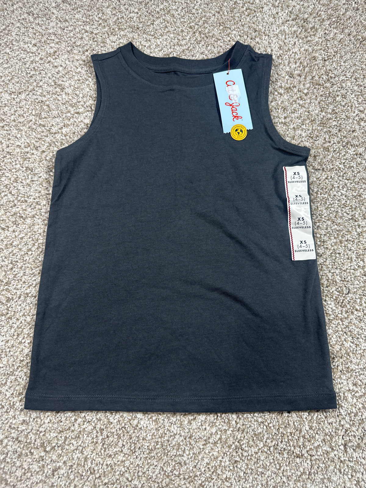 Cat & Jack Charcoal Sleeveless Tank Top Size XS 4/5