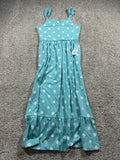 Cat & Jack girls light aqua polka dot maxi dress, size XL 14
