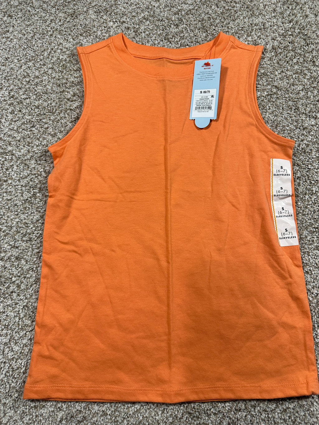 Cat & Jack orange sleeveless tank top size S (6/7)