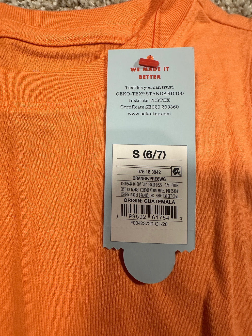 Cat & Jack orange sleeveless tank top size S (6/7)