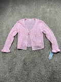 Cat & Jack girls light pink open-knit tie-front cardigan, size M 8