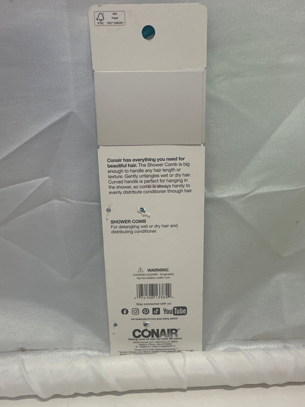 Conair Shower Comb Detangle & Smooth Wide Tooth Comb Blue