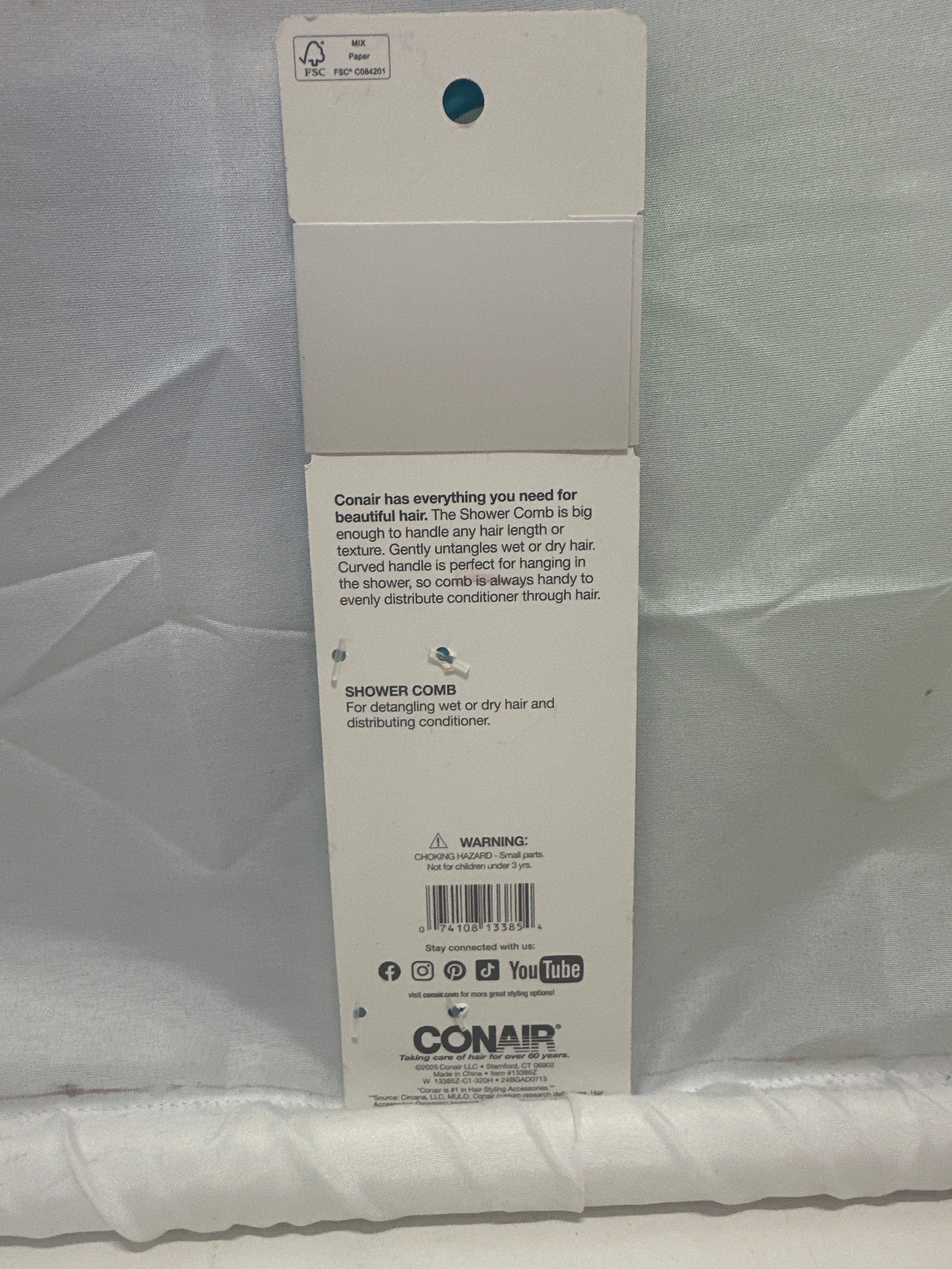 Conair Shower Comb Detangle & Smooth Wide Tooth Comb Blue