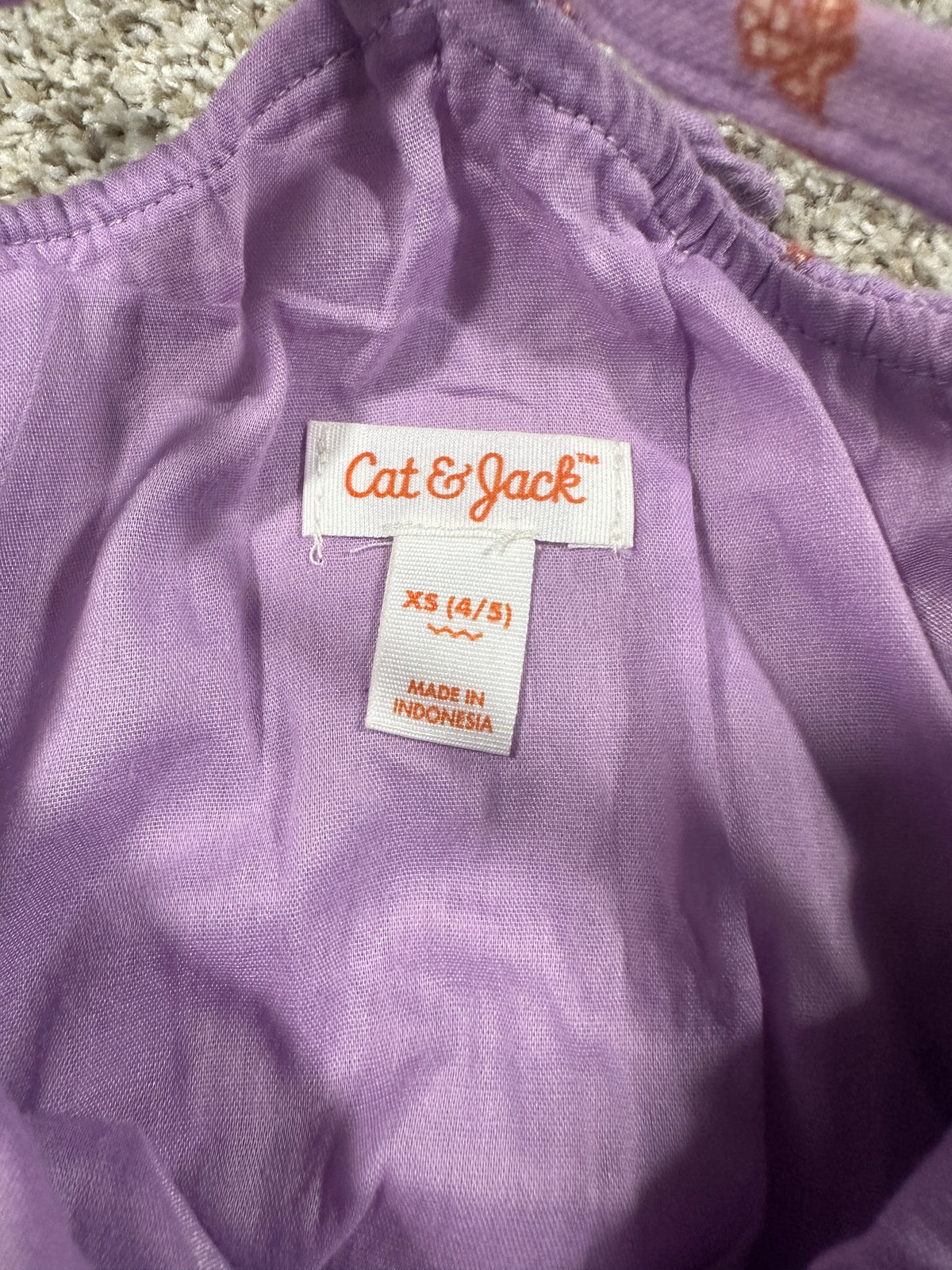 Cat & Jack girls lilac floral smocked maxi dress, size XS 4/5