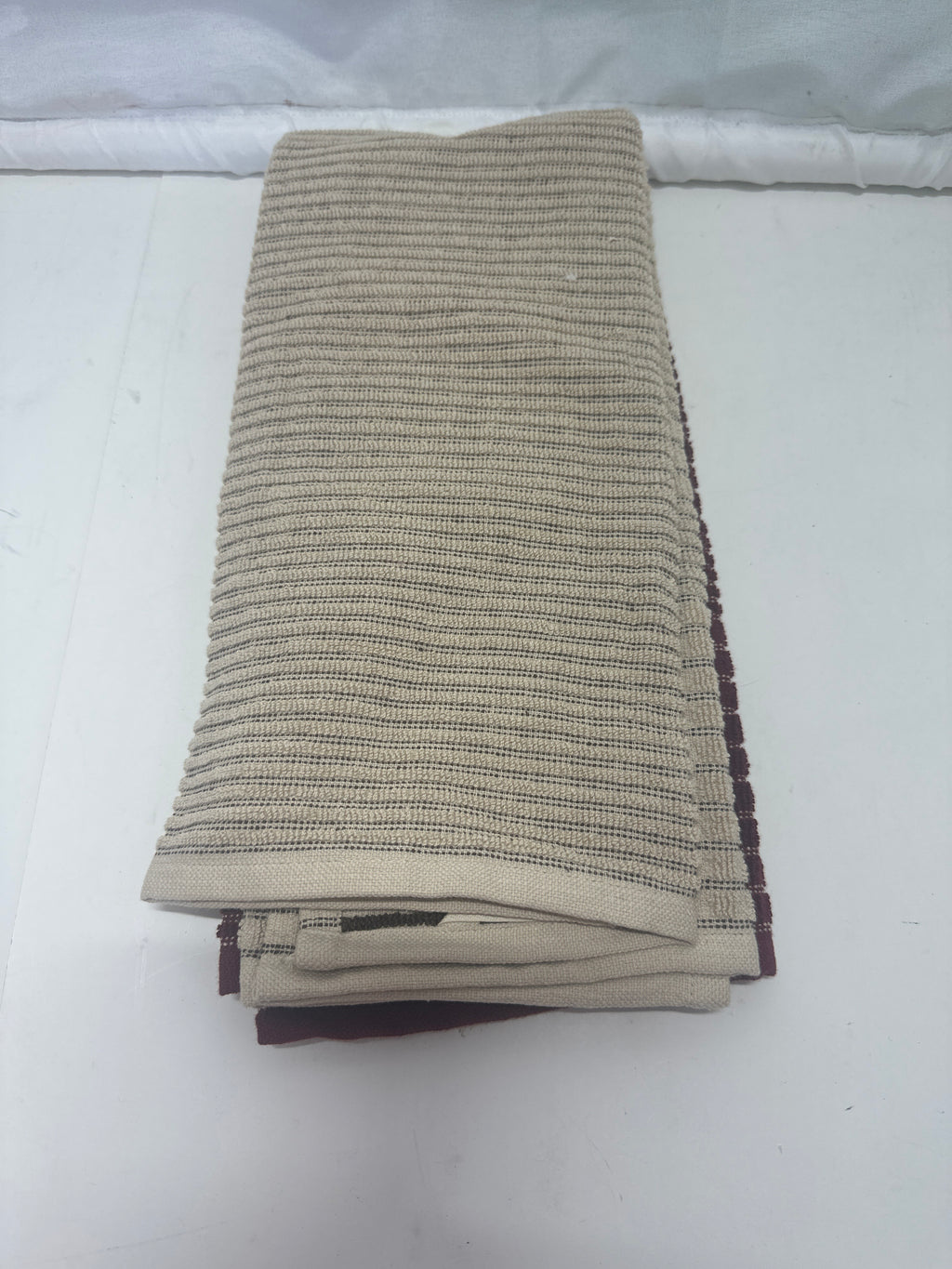 Hearth & Hand Magnolia Kitchen Towels 2 Pack Burgundy Cream Cotton Stripe