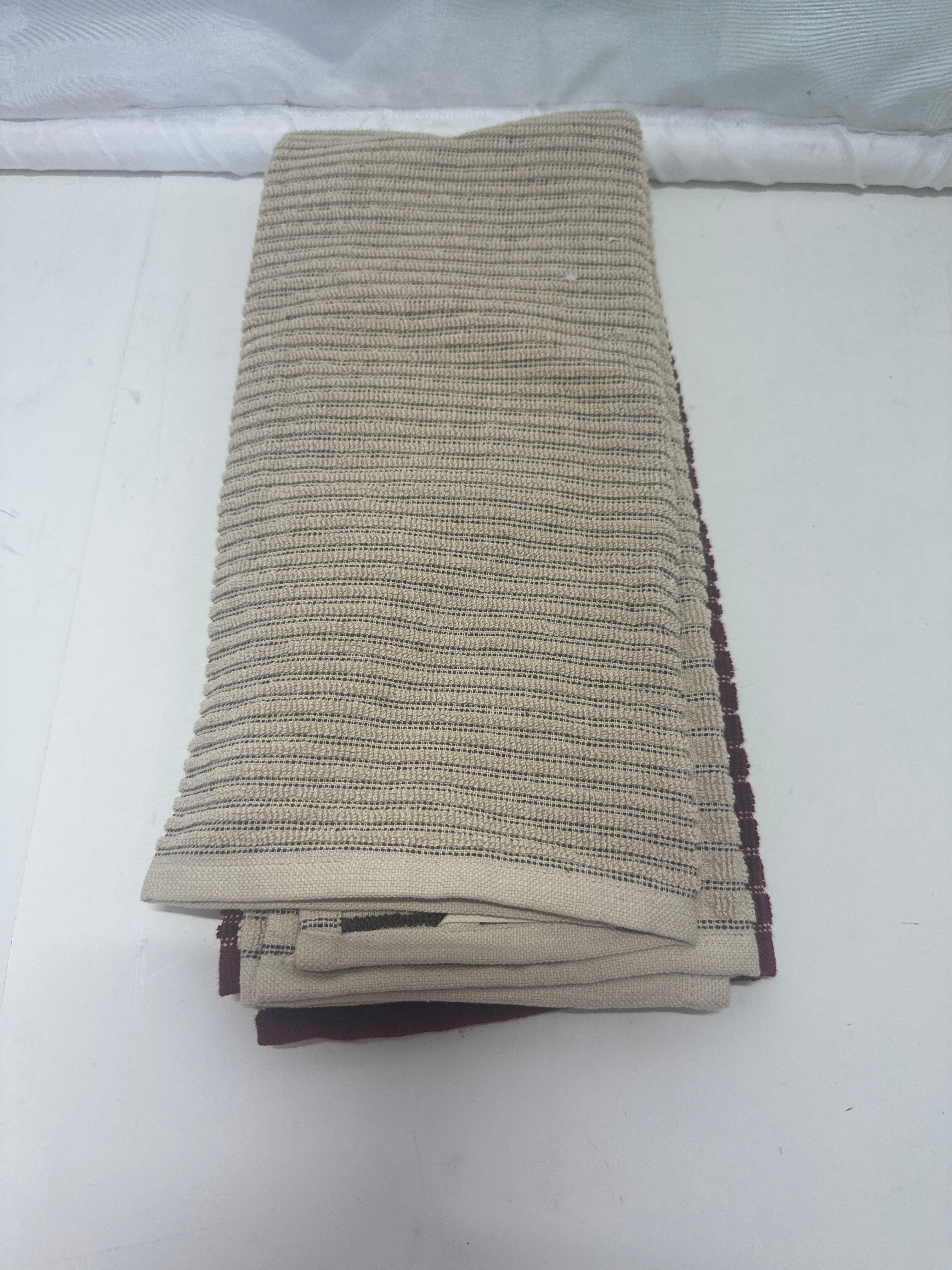 Hearth & Hand Magnolia Kitchen Towels 2 Pack Burgundy Cream Cotton Stripe