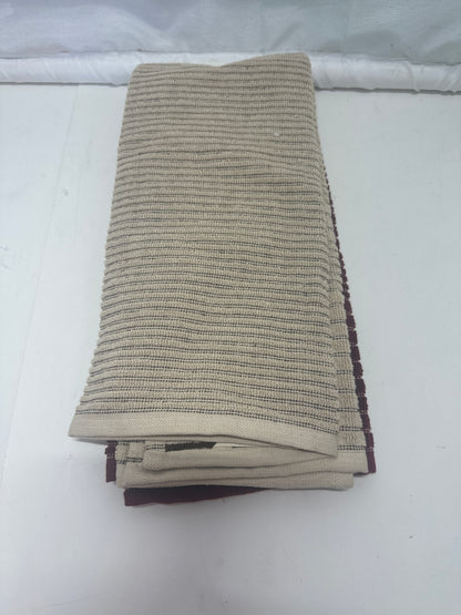 Hearth & Hand Magnolia Kitchen Towels 2 Pack Burgundy Cream Cotton Stripe