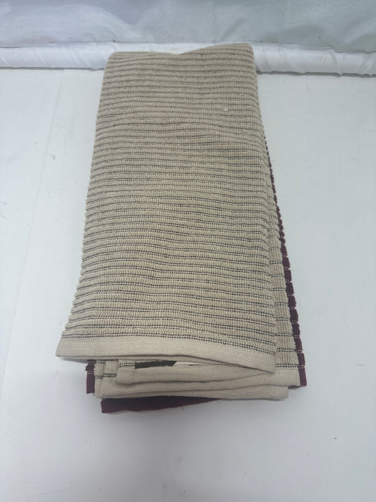 Hearth & Hand Magnolia Kitchen Towels 2 Pack Burgundy Cream Cotton Stripe