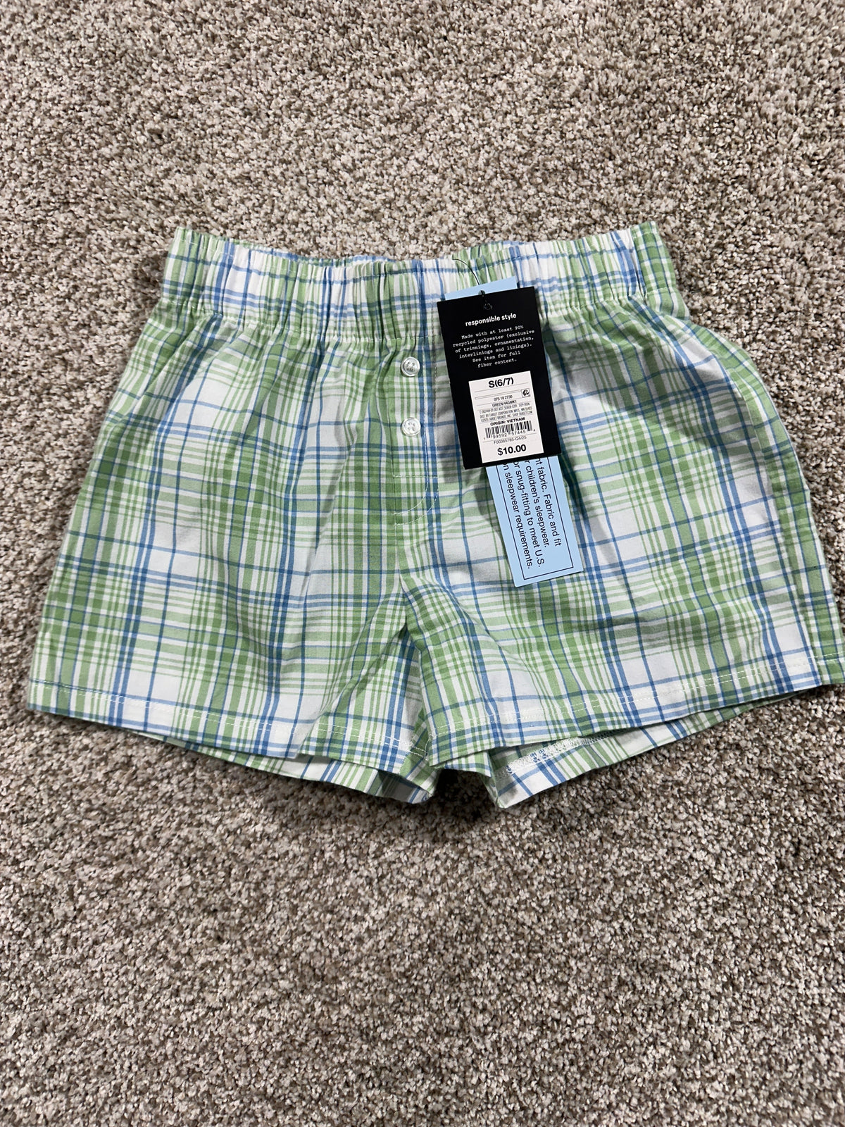 Art Class Green and Blue Plaid Sleep Shorts Size S (6/7) - photo 1