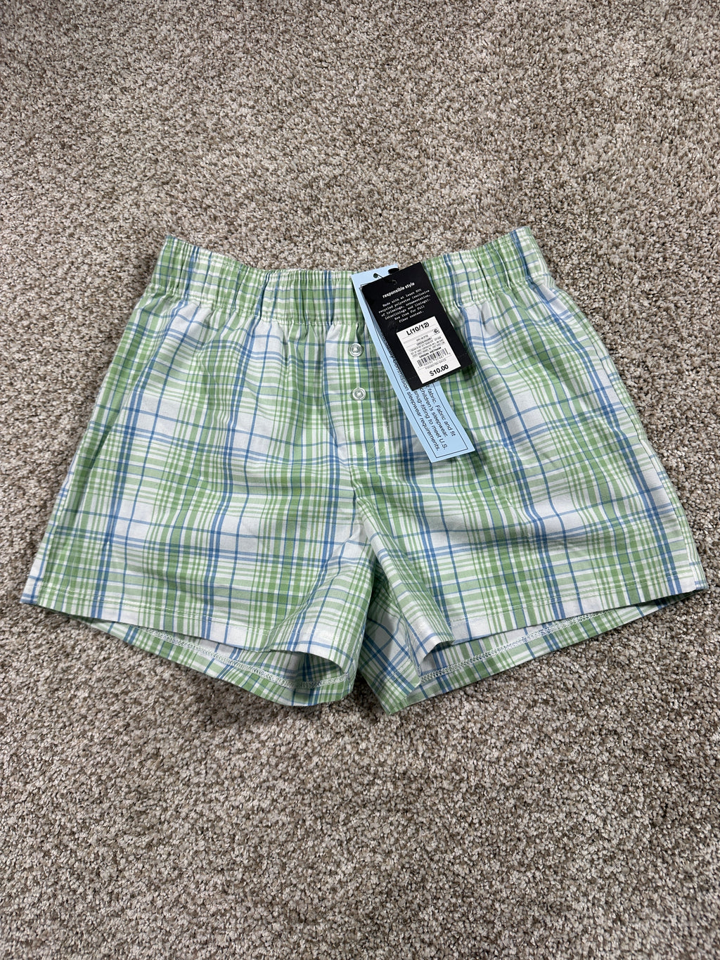 Art Class Green and Blue Plaid Sleep Shorts Size L (10/12) - photo 1