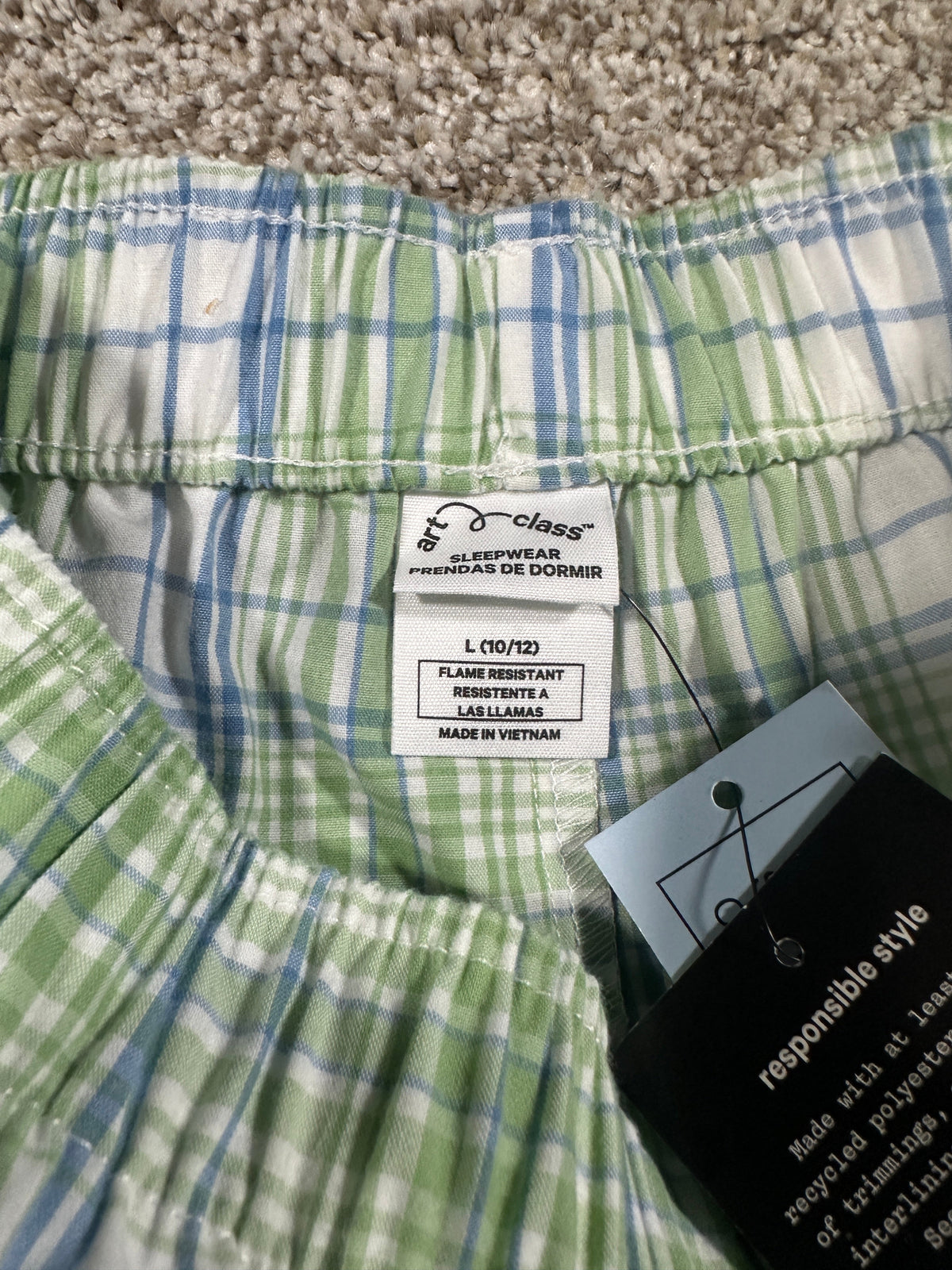 Art Class Green and Blue Plaid Sleep Shorts Size L (10/12) - photo 3