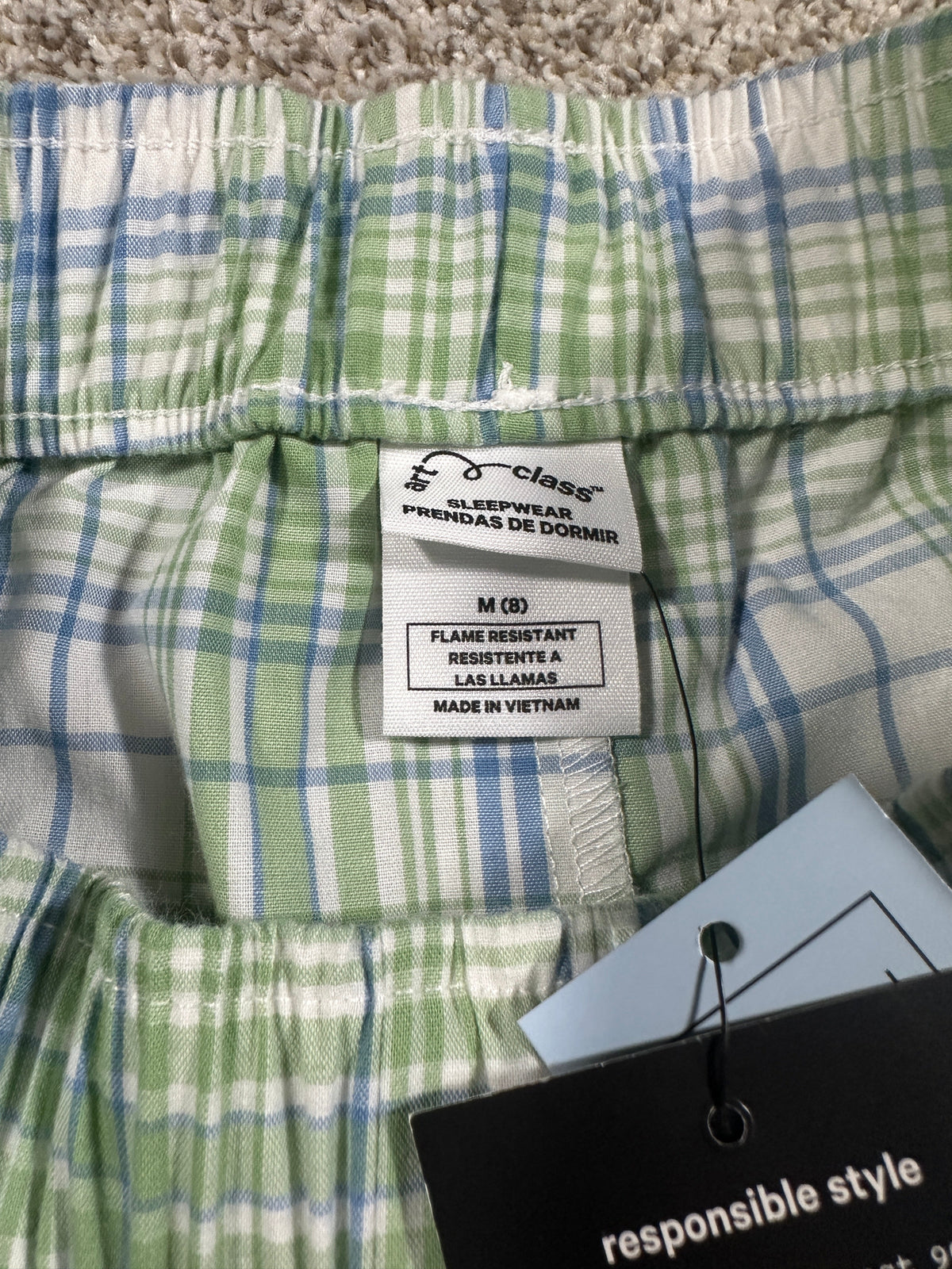 Art Class Green and Blue Plaid Sleep Shorts Size M (8) - photo 3