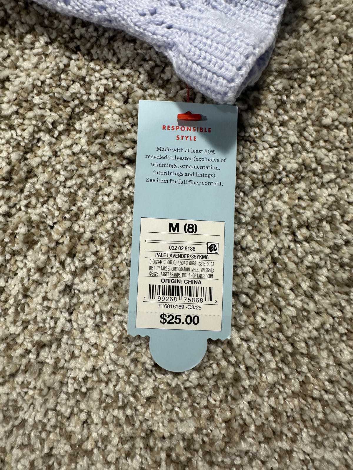 Cat & Jack Girls Pale Lavender Pointelle Tie Front Cardigan Size M 8 — photo 2