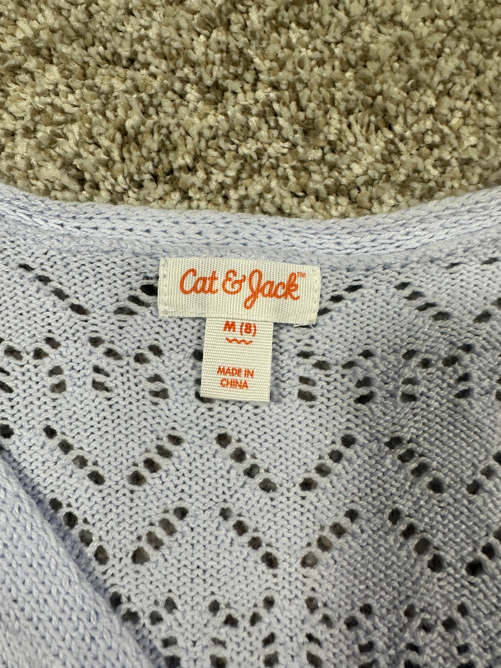 Cat & Jack Girls Pale Lavender Pointelle Tie Front Cardigan Size M 8 — photo 3