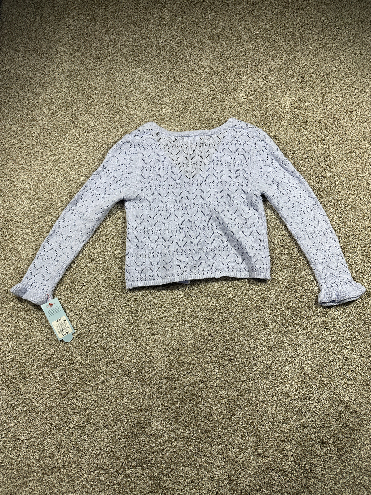 Cat & Jack Girls Pale Lavender Pointelle Tie Front Cardigan Size M 8 — photo 4