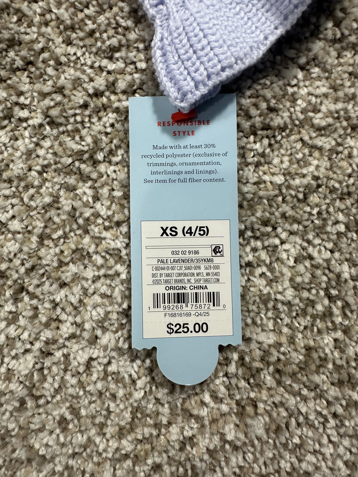 Cat & Jack Girls Pale Lavender Pointelle Tie Front Cardigan Size XS 4 5 — photo 2