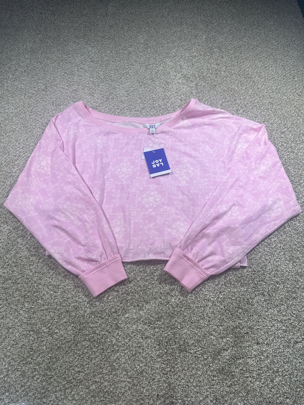 JoyLab Women's Cropped Fit Sleeve Tee Pink Tulle Size L - photo 1