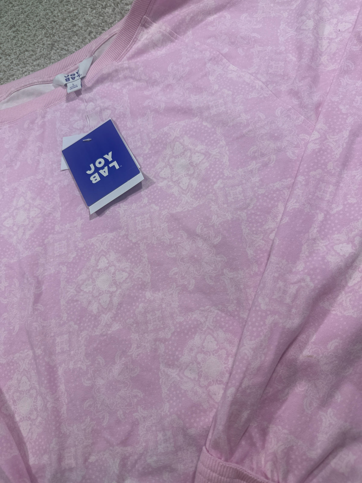 JoyLab Women's Cropped Fit Sleeve Tee Pink Tulle Size L - photo 2
