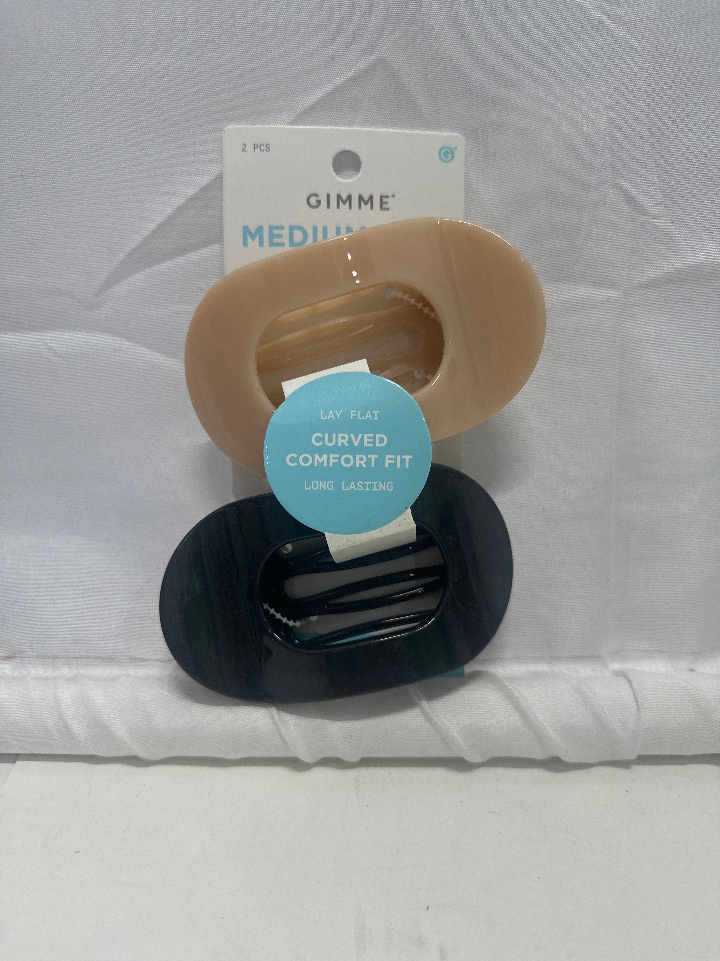 Gimme Medium Premium Claw Clips 2 Pack Curved Comfort Fit Hair Clips Neutral