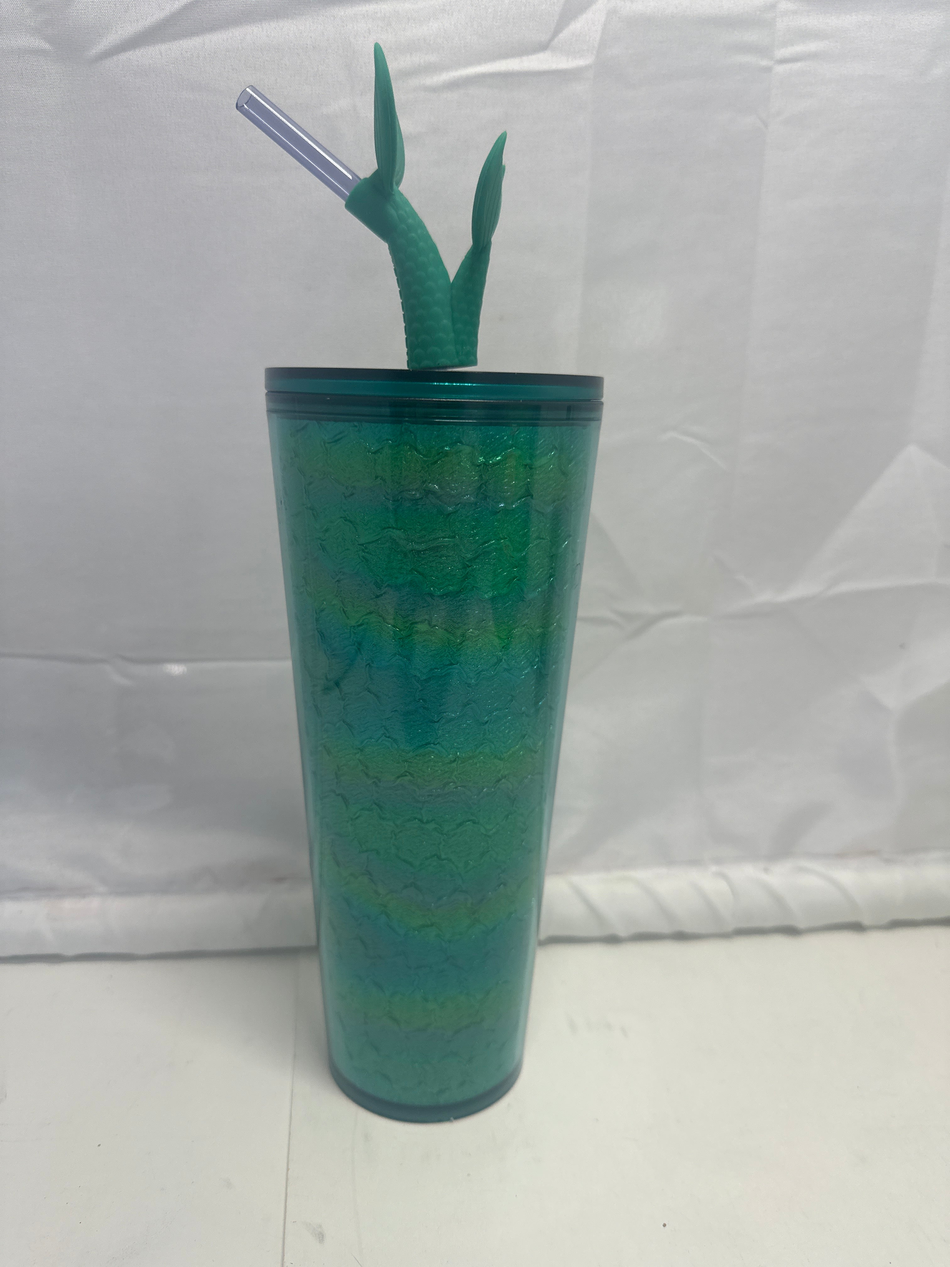 Starbucks Textured Cold Cup with Mermaid Tail straw
