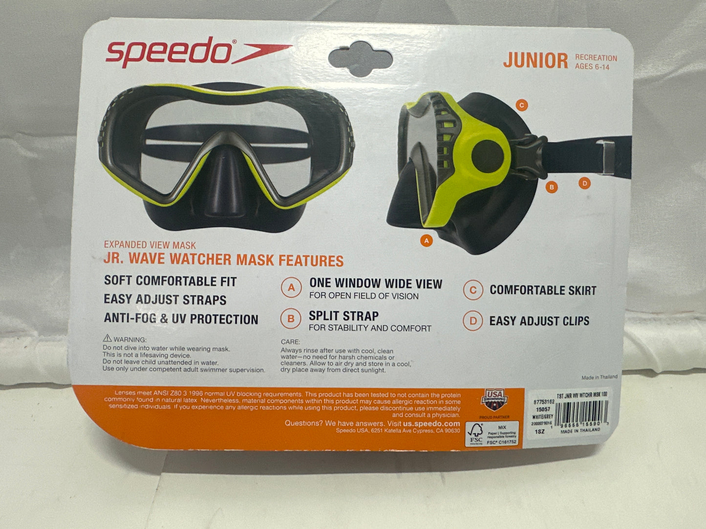 Speedo Jr. Wave Watcher Swim Mask – Teal & White