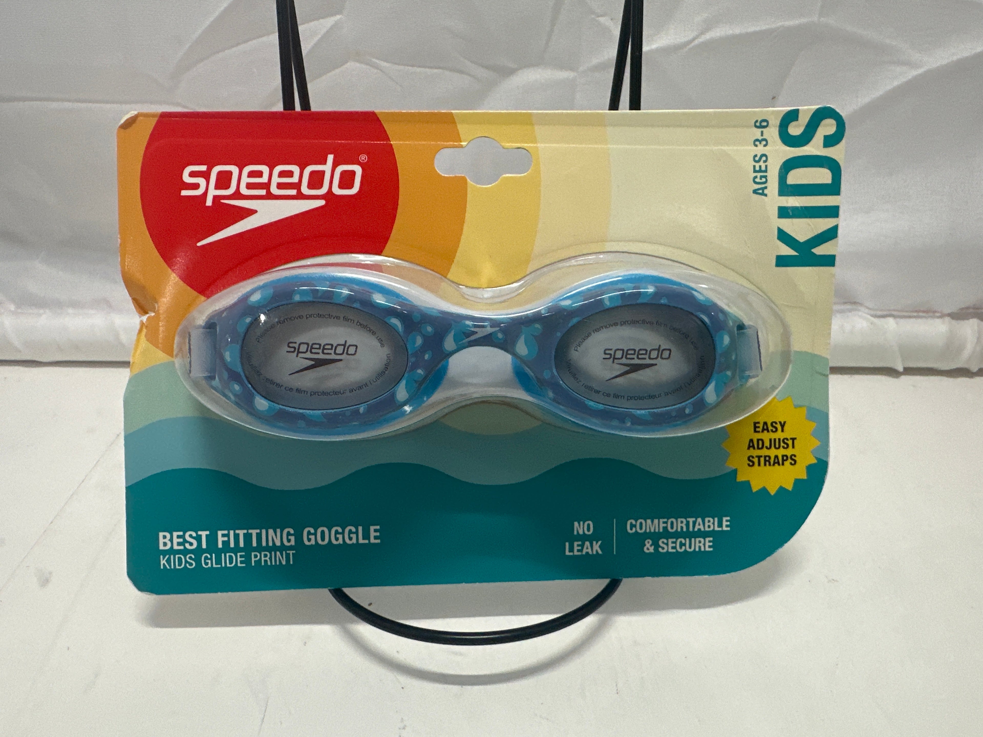 Speedo Kids Glide Print Swim Goggles – Blue Print Frame with Light Blue Strap