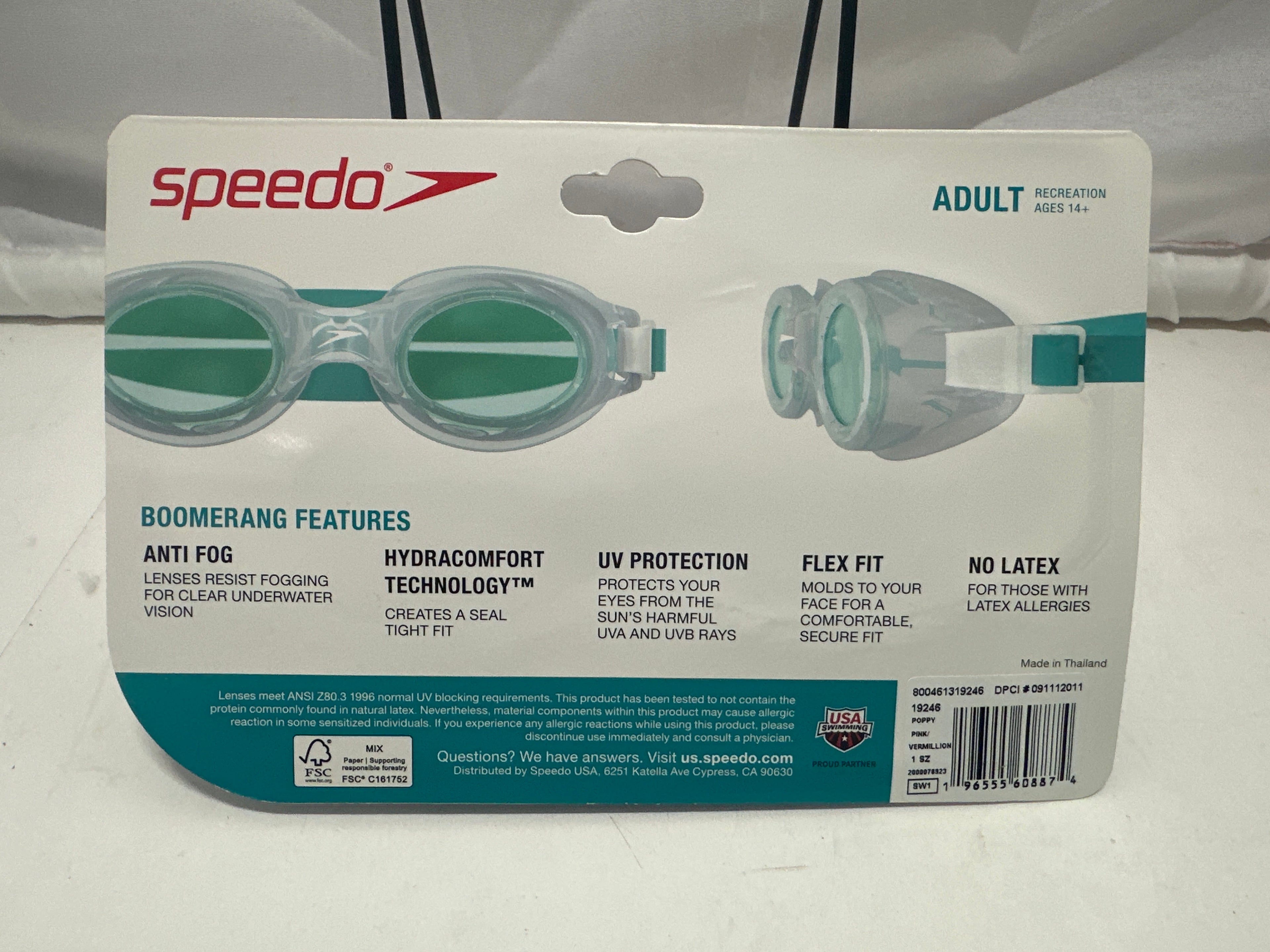 Speedo Boomerang Swim Goggles Pink Frame with Clear Lenses
