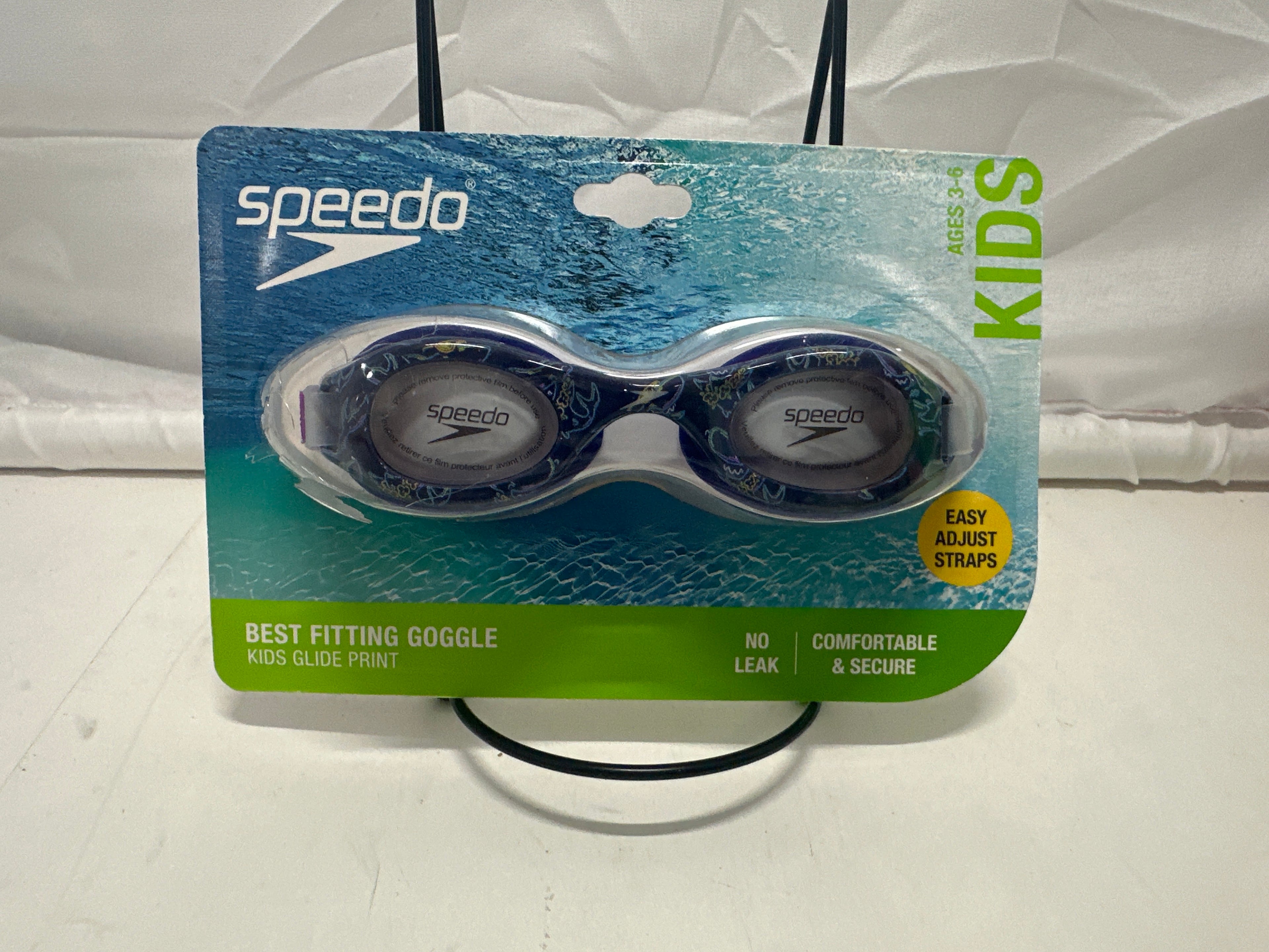 Speedo Kids Glide Print Swim Goggles Navy Blue Pattern Frame
