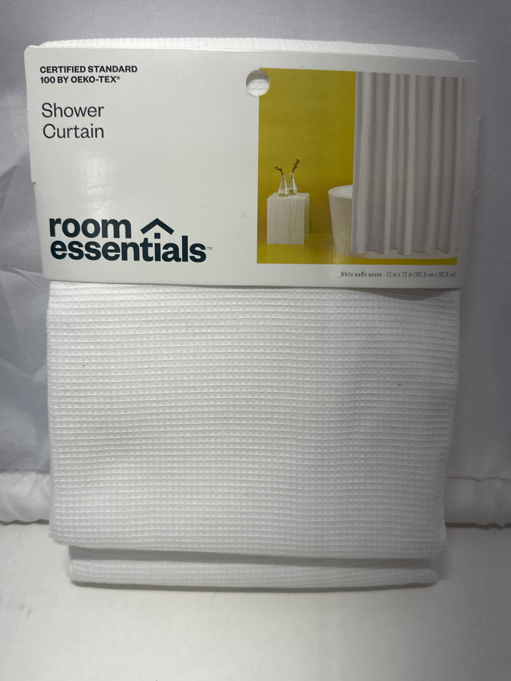 Room Essentials White Waffle Weave Shower Curtain (72" x 72")