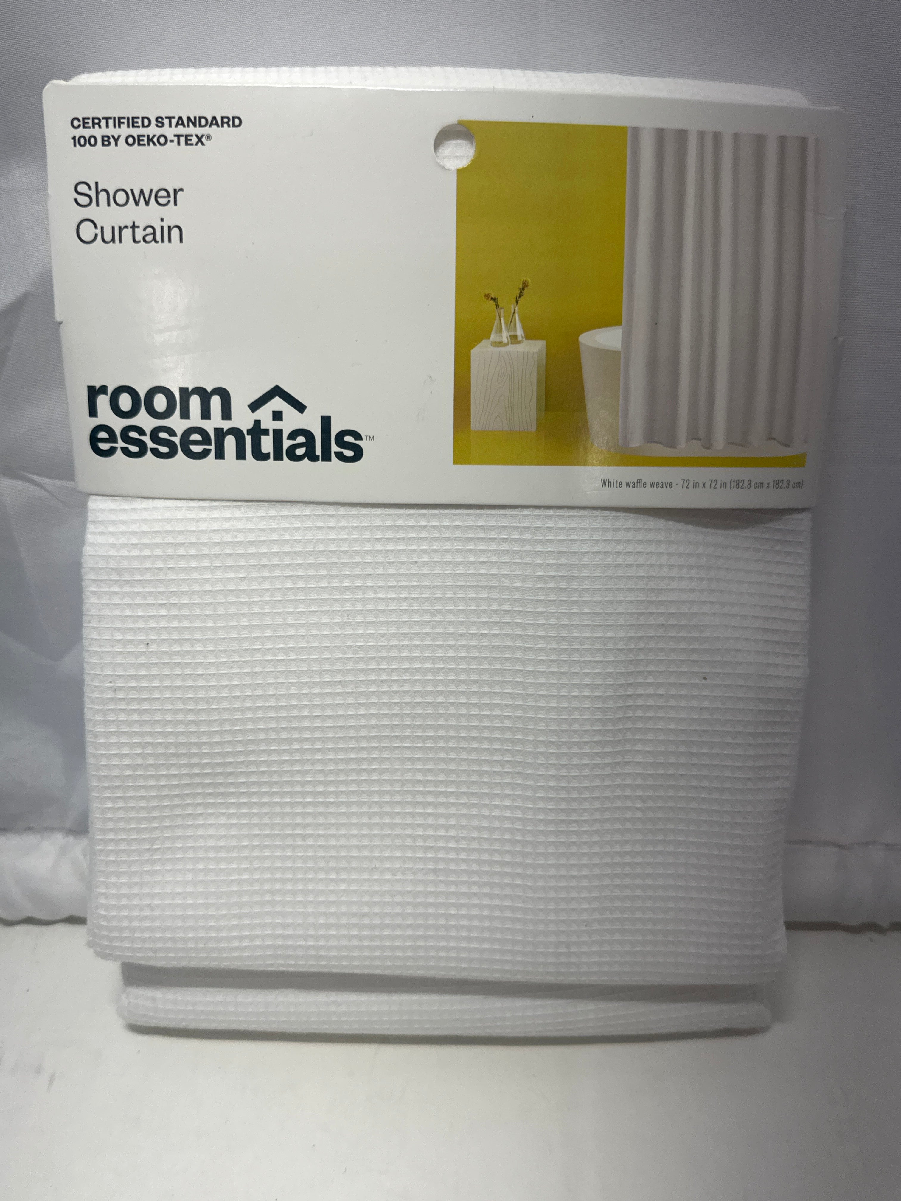 Room Essentials White Waffle Weave Shower Curtain (72" x 72")