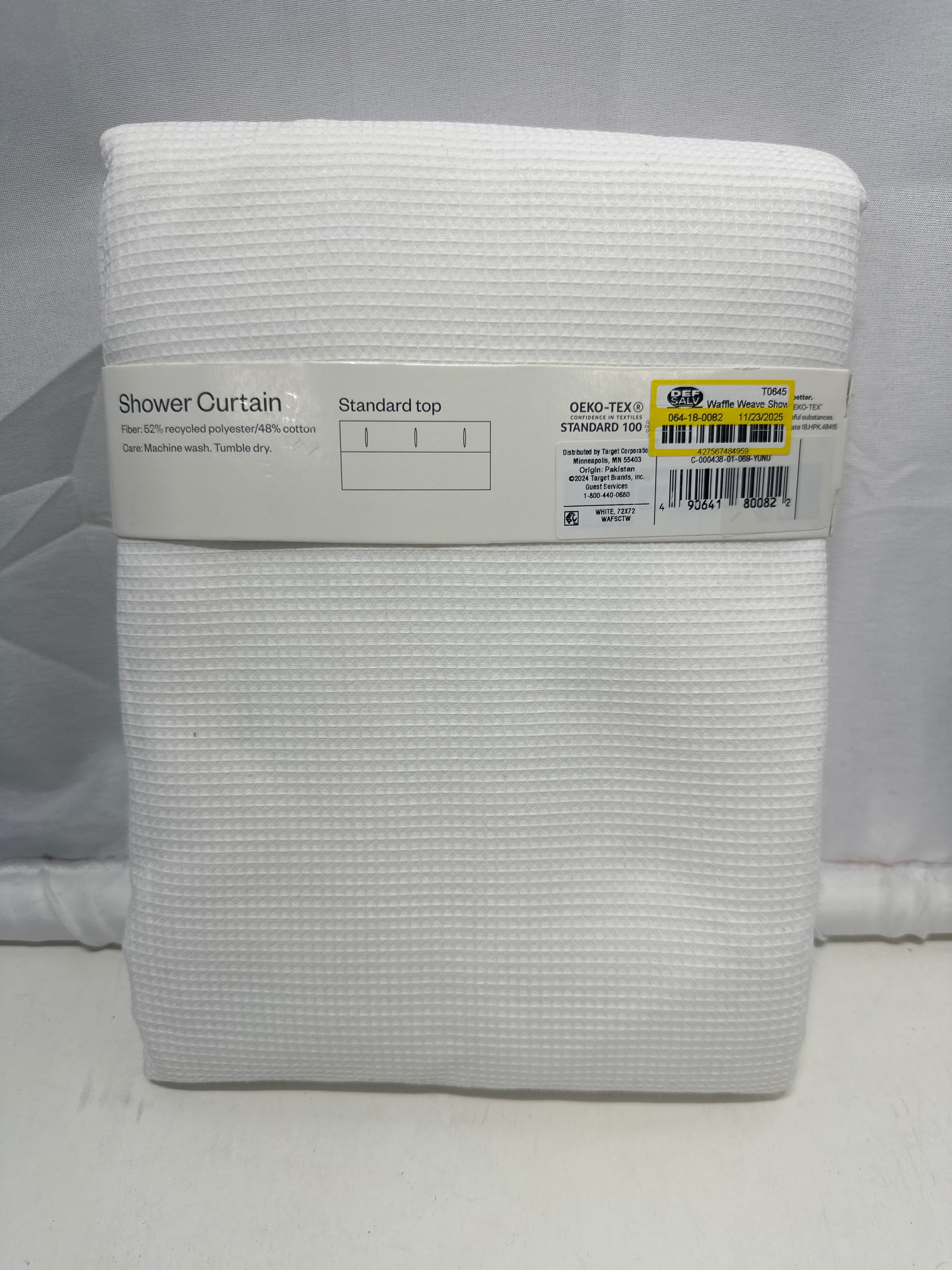 Room Essentials White Waffle Weave Shower Curtain (72" x 72")