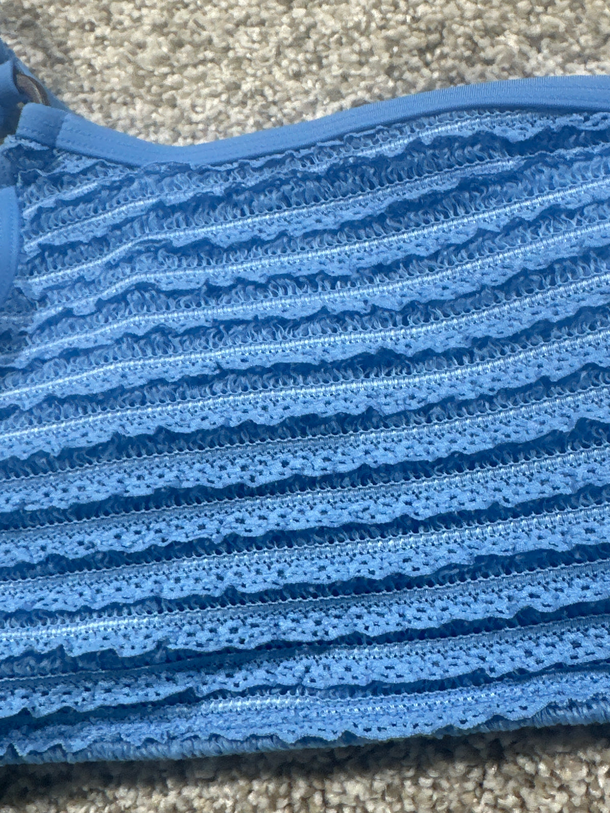 Art Class girls blue textured one-shoulder bikini swim top, size XL 14
