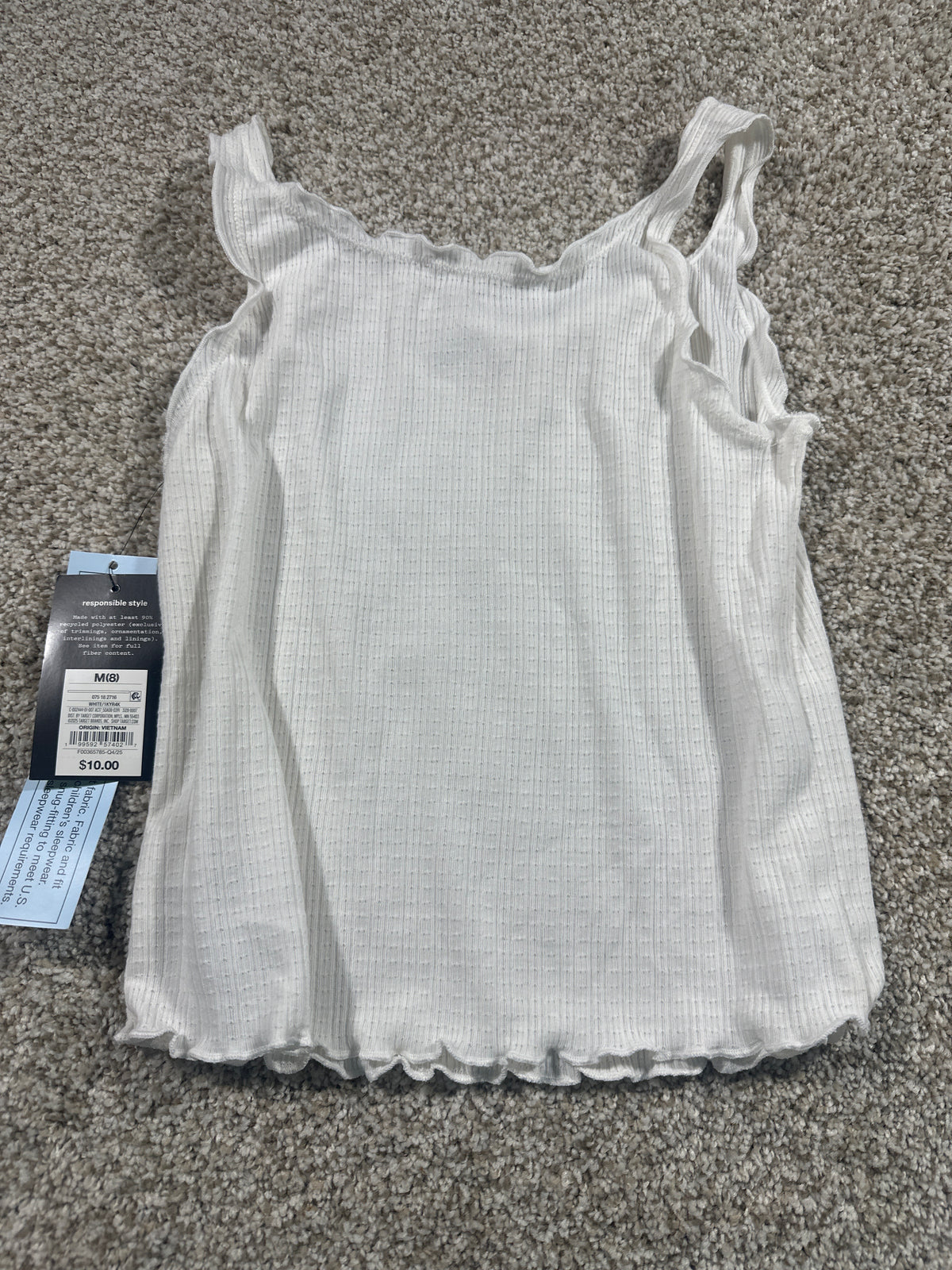 Art Class girls white knit cami pajama top, size M 8
