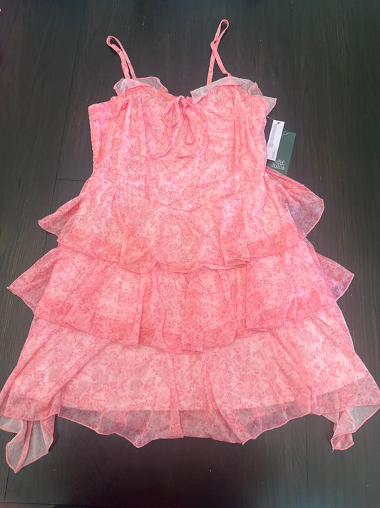 Wild Fable Women’s Floral Ruffle Tiered Mini Dress Pink