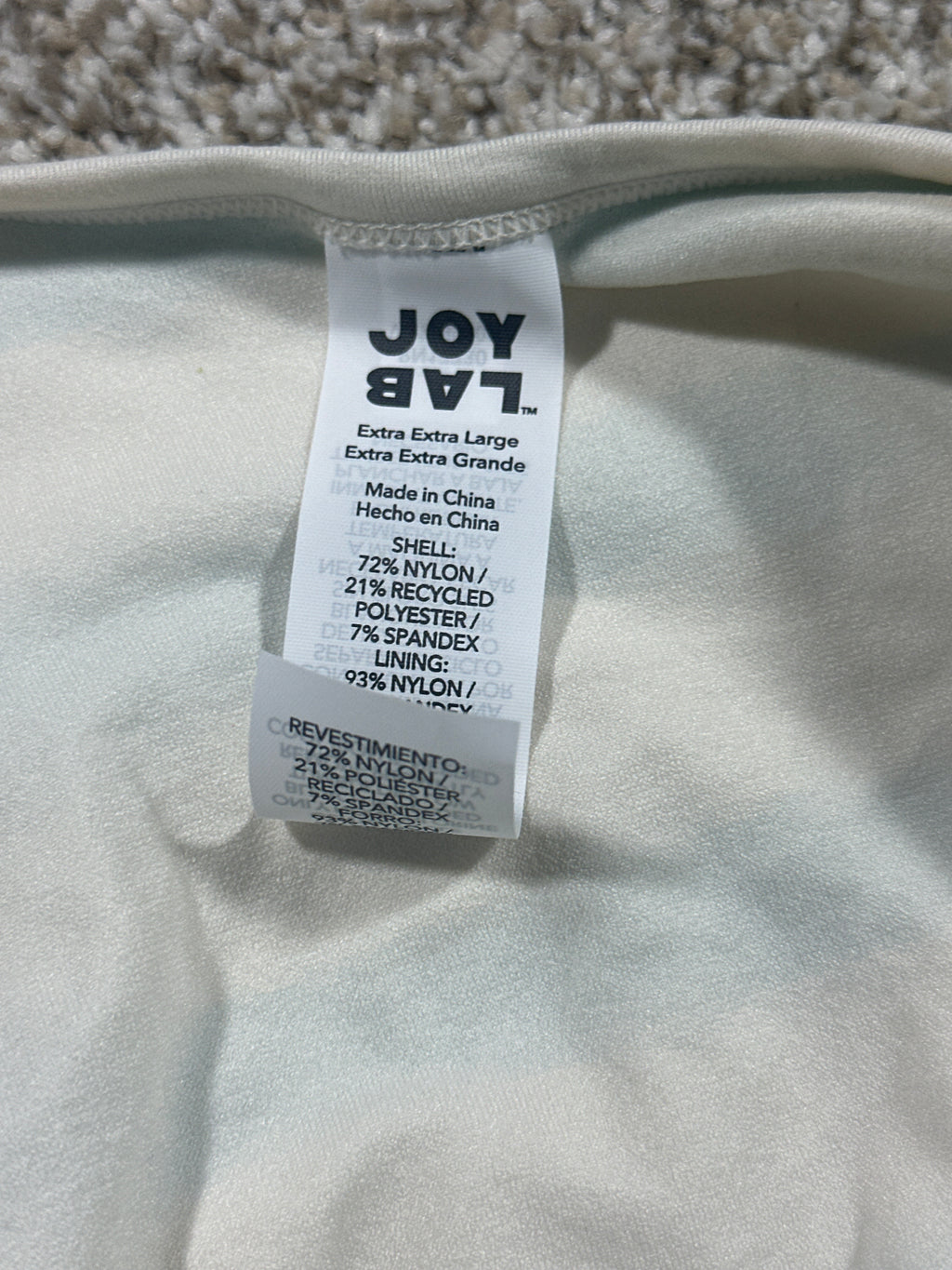 JoyLab top size XXL and fabric content label