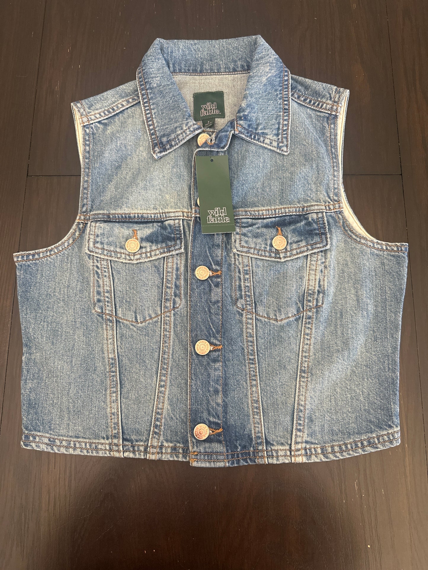 Wild Fable Sleeveless Denim Vest – Classic Button Front Jean Vest