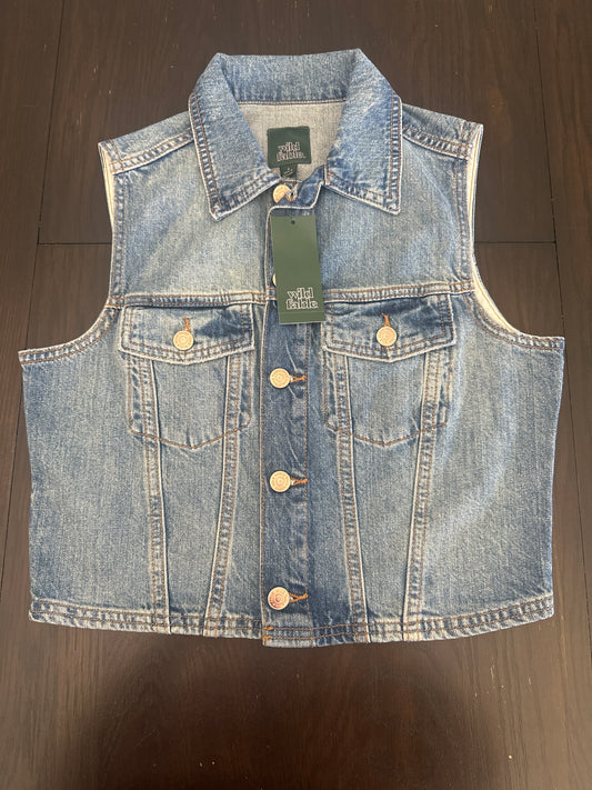 Wild Fable Sleeveless Denim Vest – Classic Button Front Jean Vest