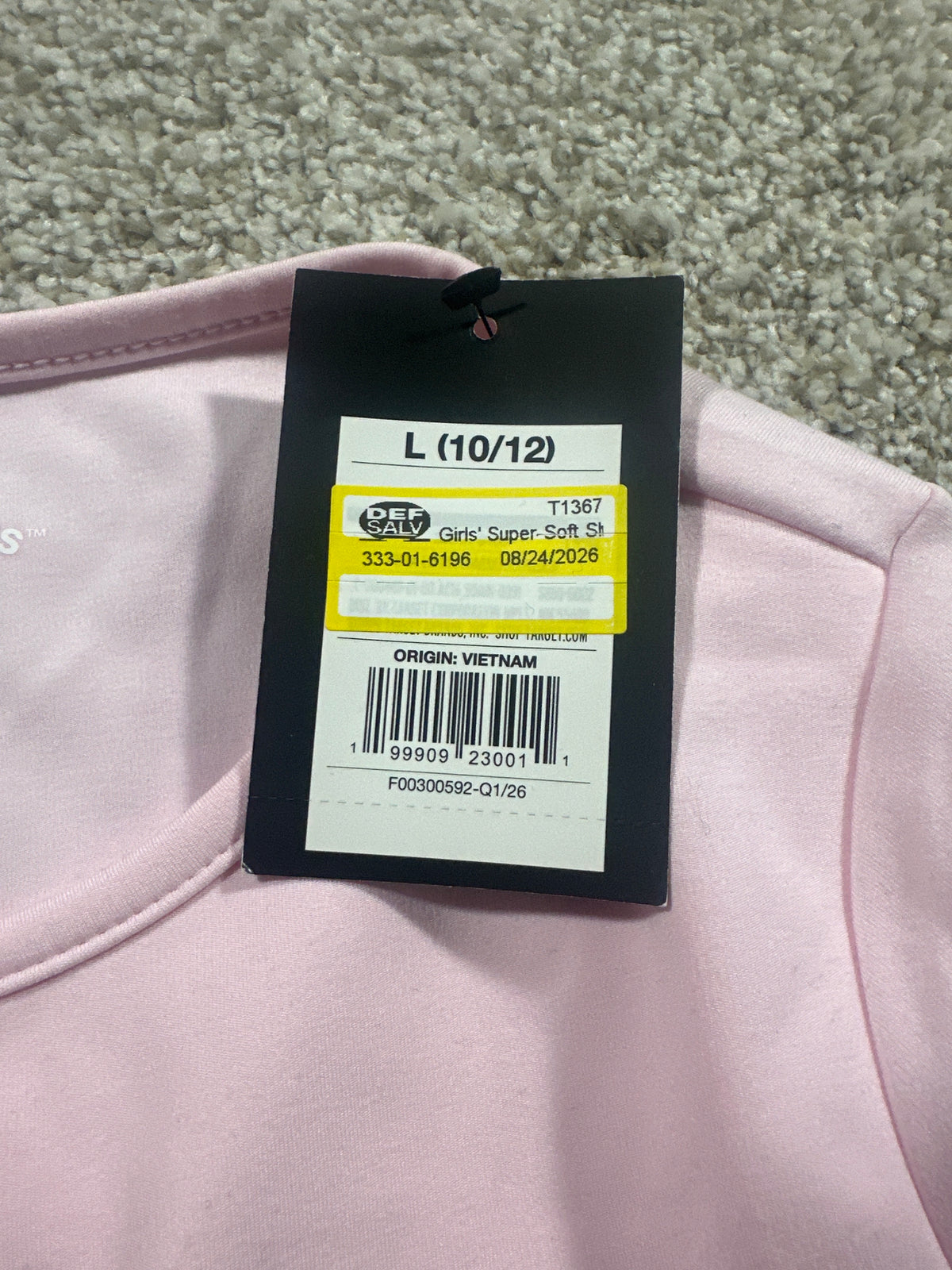 Art Class girls light pink super soft short sleeve T-shirt, size L 10/12