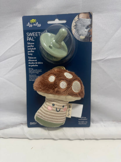 Itzy Ritzy Sweetie Pal Pacifier Mushroom Plush Lovey Silicone Soother Baby