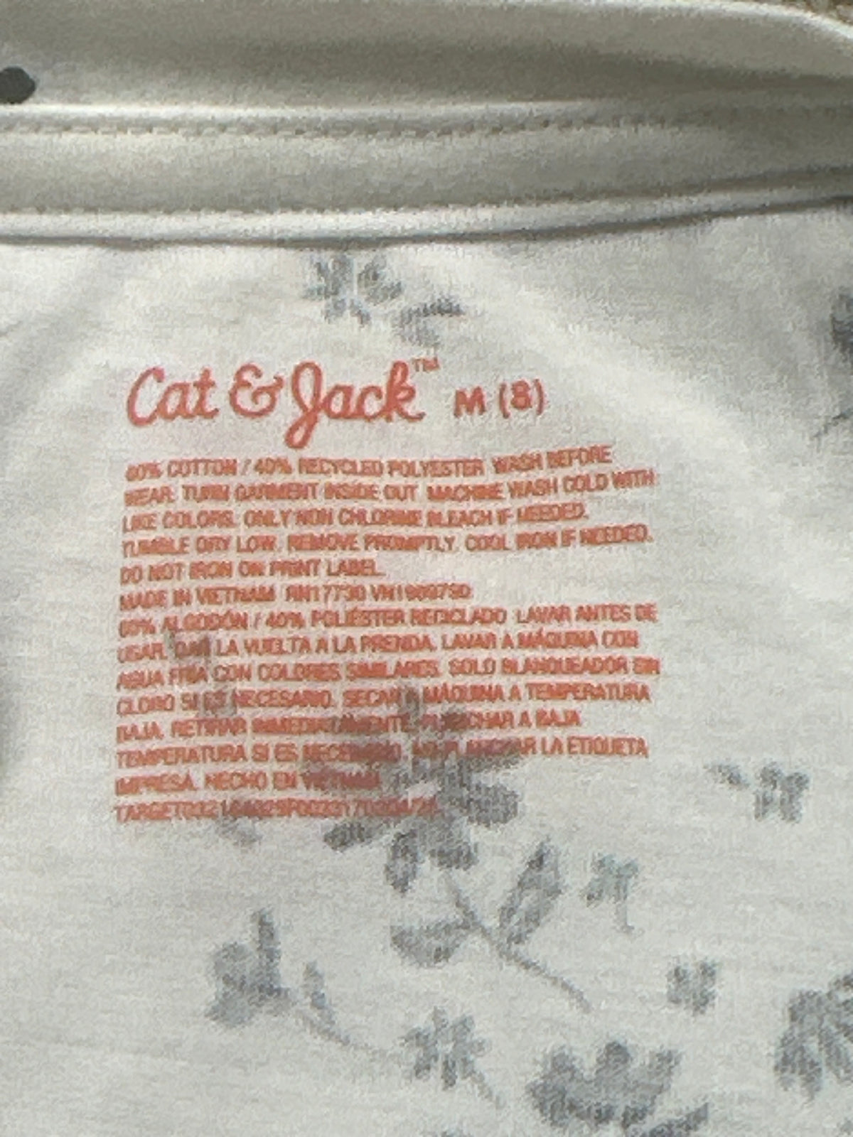 Cat & Jack girls white floral classic short-sleeve T-shirt, size M 8