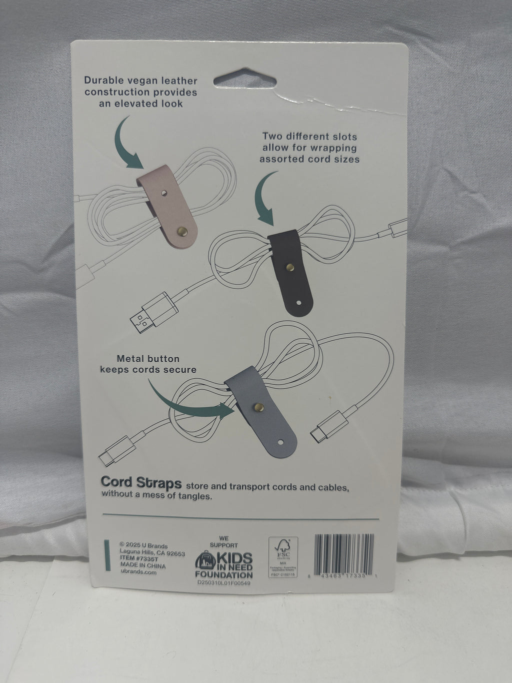 Ubrands Cord Straps 4-Pack Vegan Leather Cable Organizer Cord Management Straps