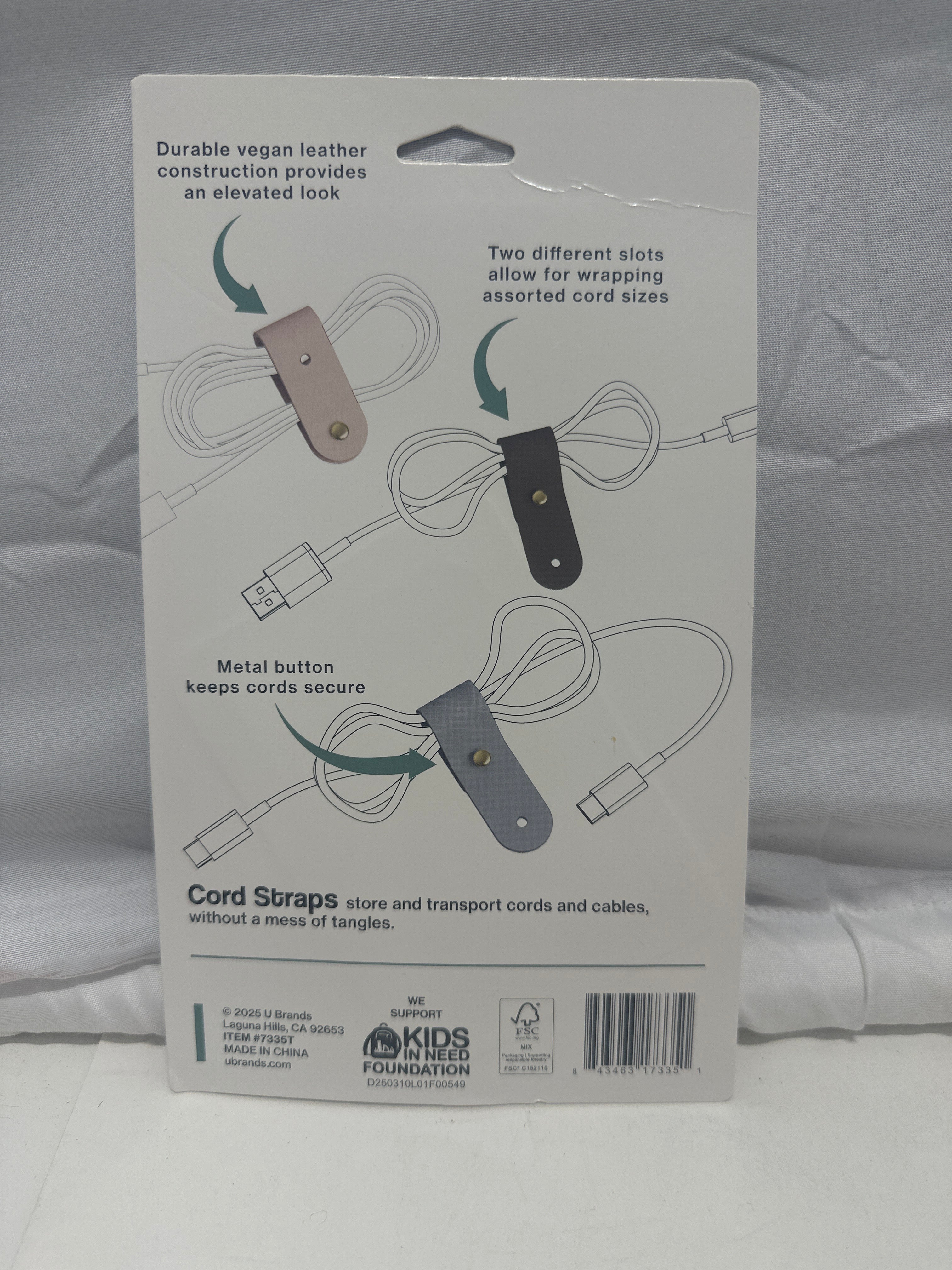 Ubrands Cord Straps 4-Pack Vegan Leather Cable Organizer Cord Management Straps