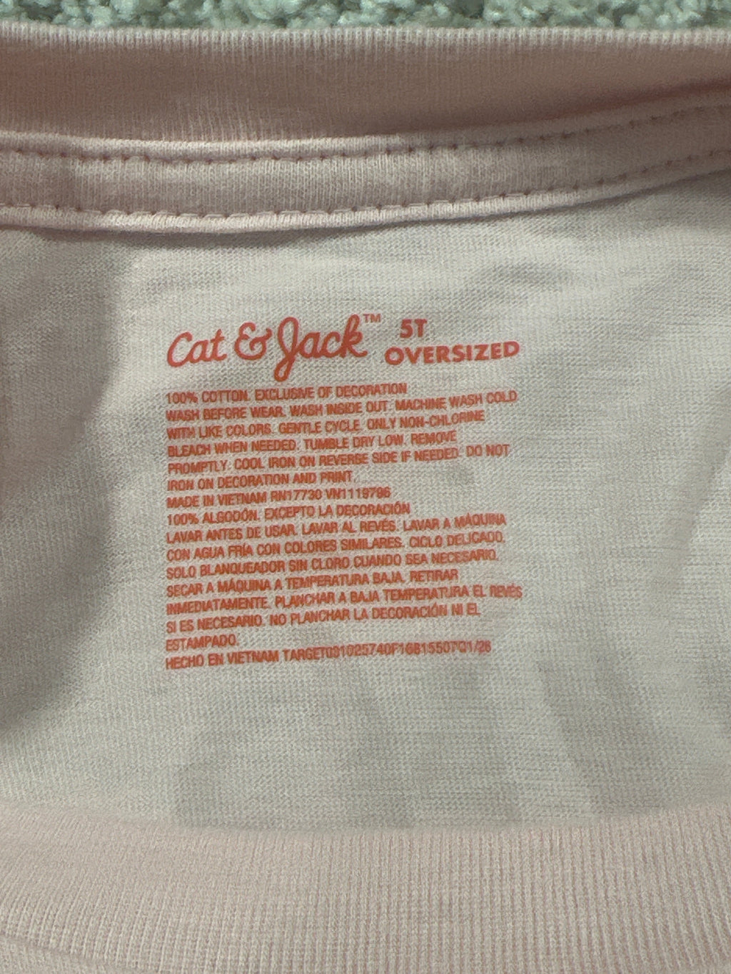 Cat & Jack toddler girls light pink Little Dreamer oversized short sleeve T-shirt, size 5T