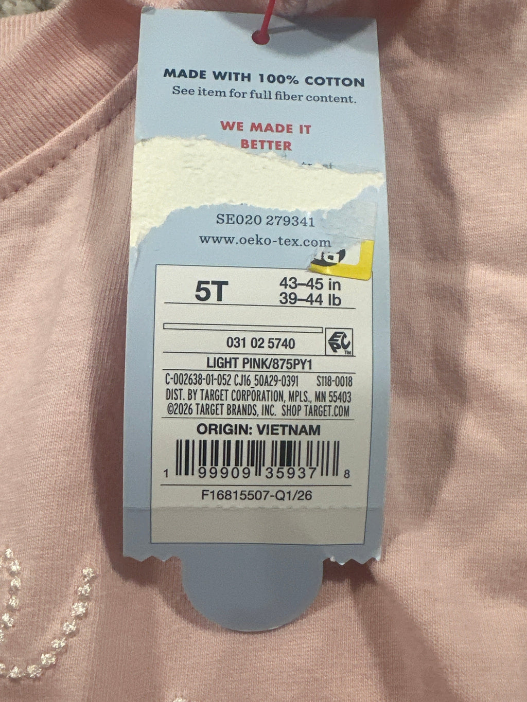 Cat & Jack toddler girls light pink Little Dreamer oversized short sleeve T-shirt, size 5T